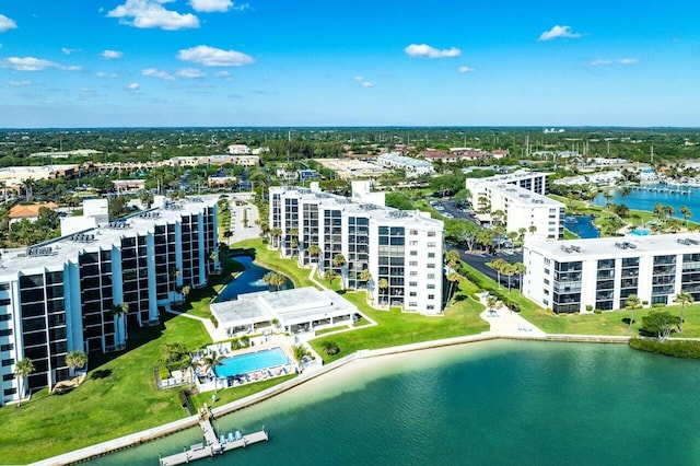 bird's eye view featuring a water view