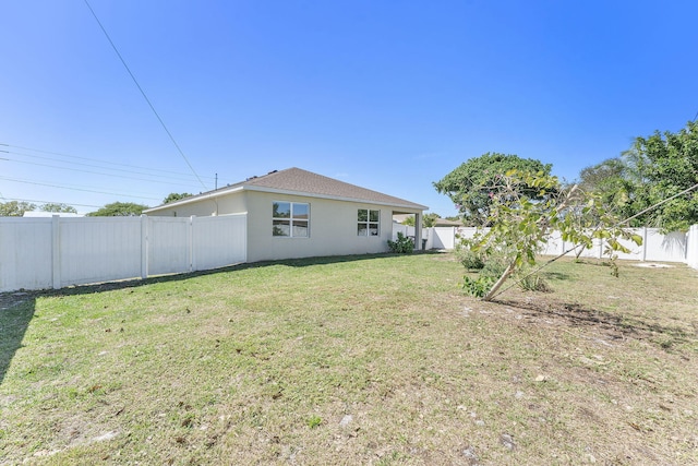 view of yard with a fenced backyard