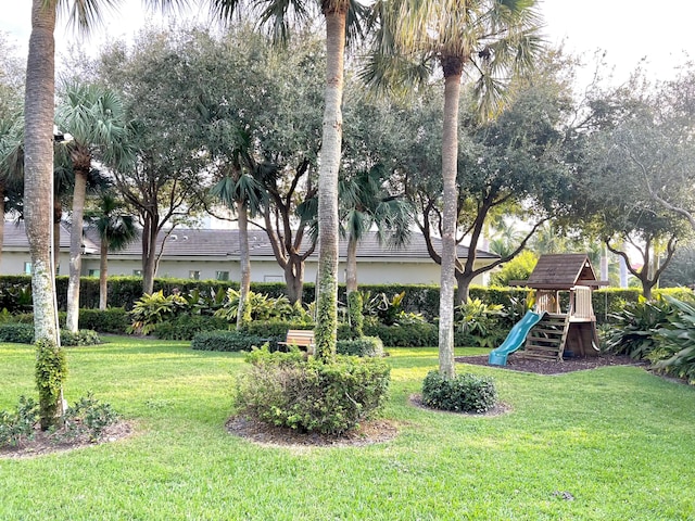 view of yard featuring playground community