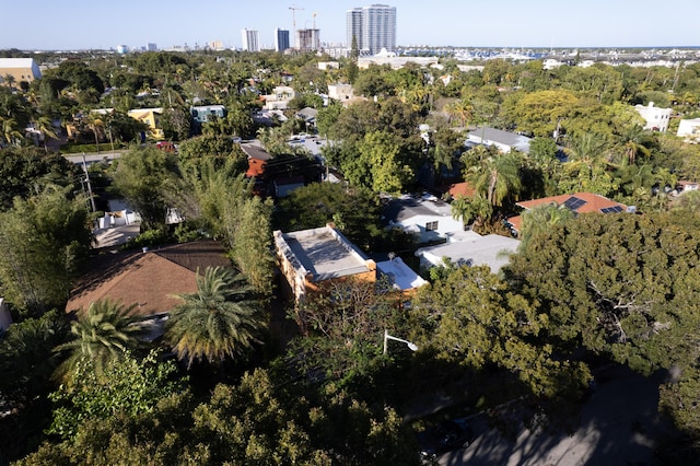 drone / aerial view featuring a city view