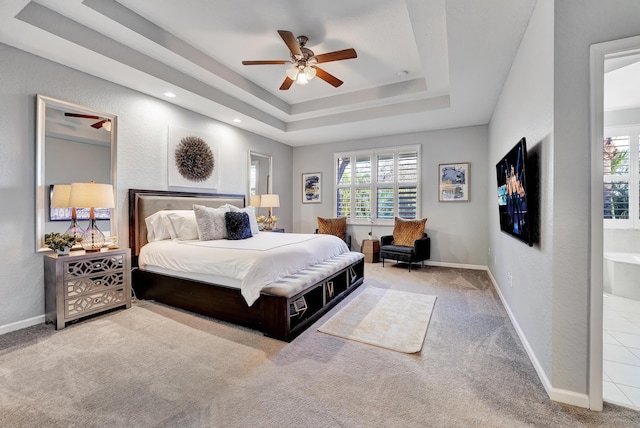 123 E Prive Cir, Delray Beach, FL 33445 - bedroom featuring multiple windows, carpet, a tray ceiling, recessed lighting, and baseboards