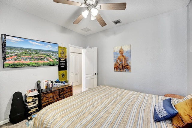 123 E Prive Cir, Delray Beach, FL 33445 - bedroom with light colored carpet and a ceiling fan