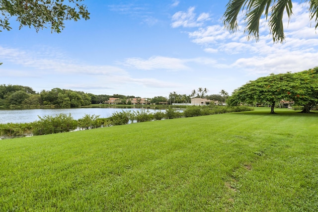 view of yard featuring a water view