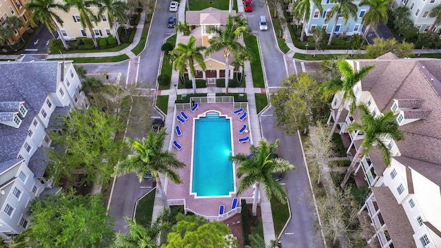 aerial view with a residential view