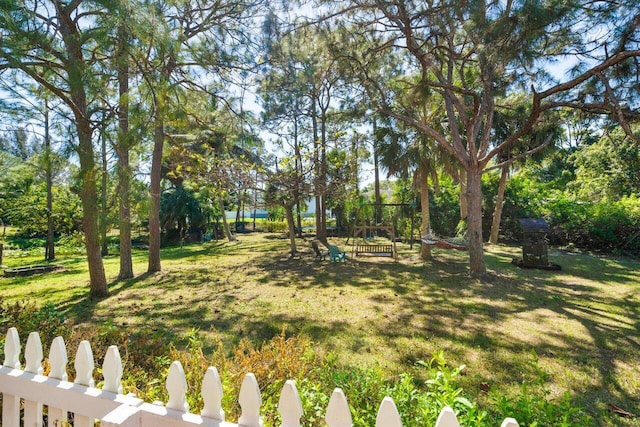 view of yard with fence