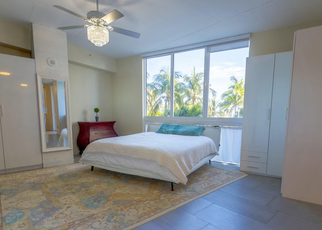 bedroom featuring ceiling fan