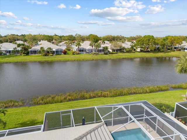 view of water feature with a residential view