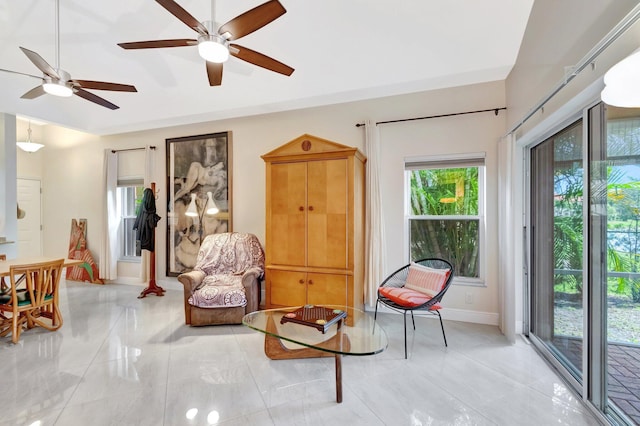 sitting room with baseboards