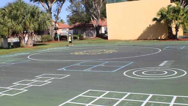 surrounding community with community basketball court