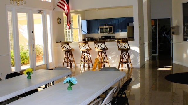 dining room featuring french doors