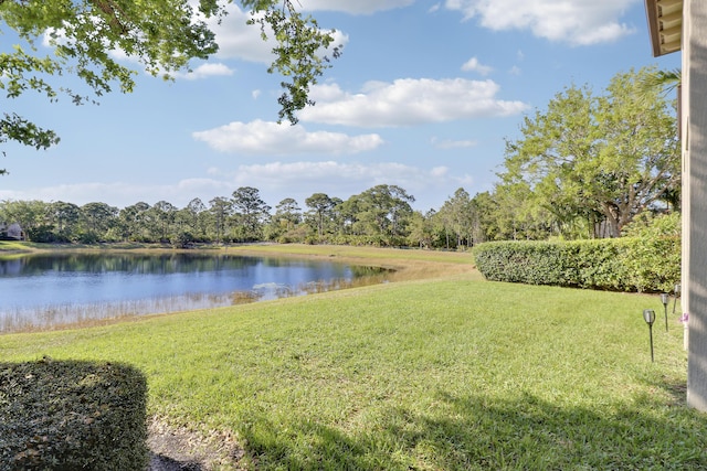 view of yard featuring a water view