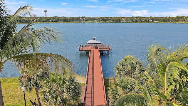 dock area featuring a water view