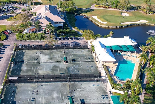 drone / aerial view featuring view of golf course