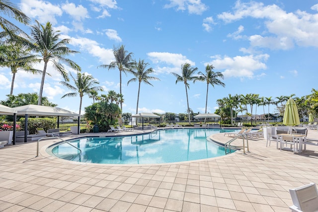 pool featuring a patio area