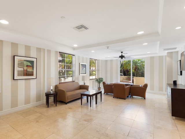 520 SE 5th Ave Unit 2405, Fort Lauderdale, FL 33301 - living area featuring baseboards, wallpapered walls, visible vents, and recessed lighting