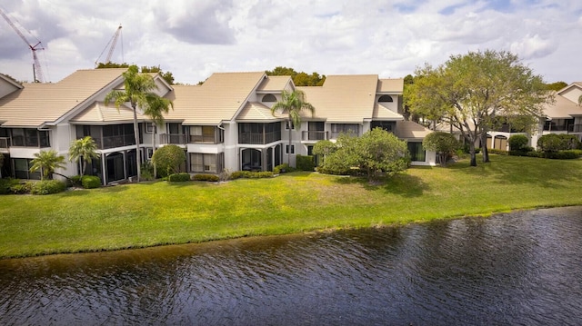 exterior space featuring a water view