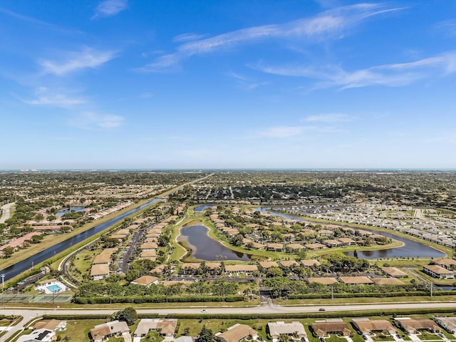 aerial view with a residential view and a water view