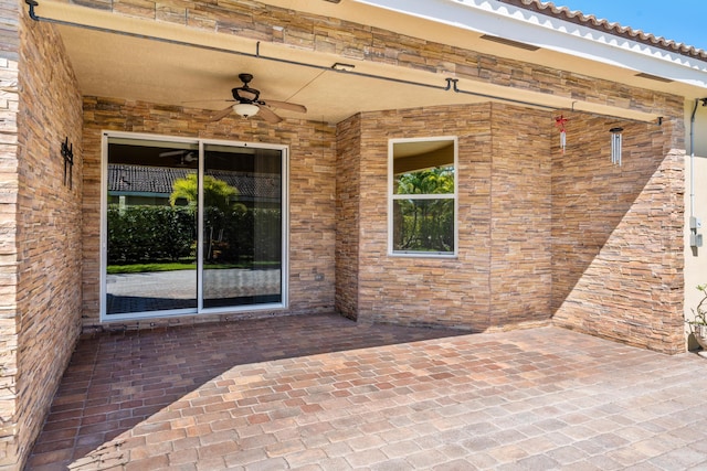 view of patio with a ceiling fan