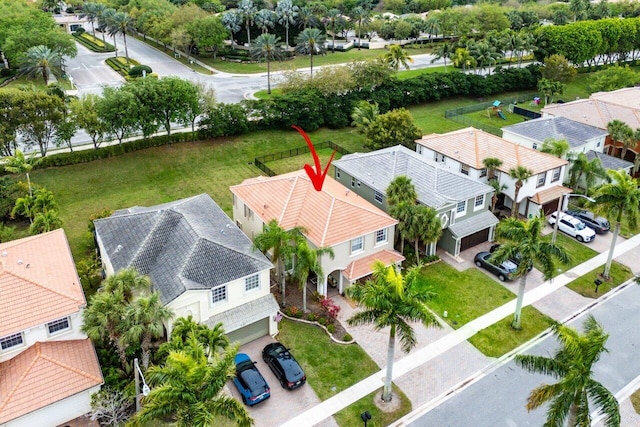 aerial view featuring a residential view