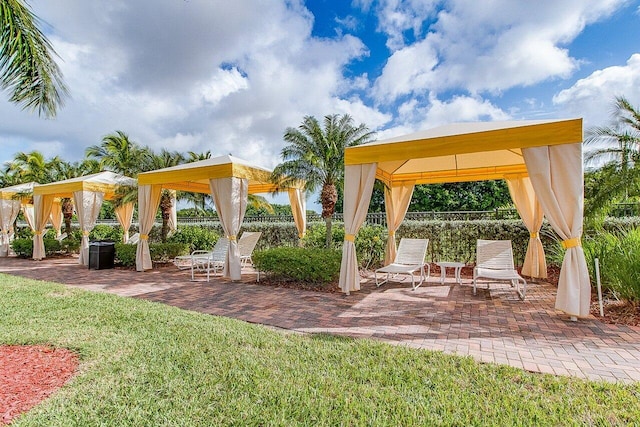 view of patio / terrace with a gazebo and fence