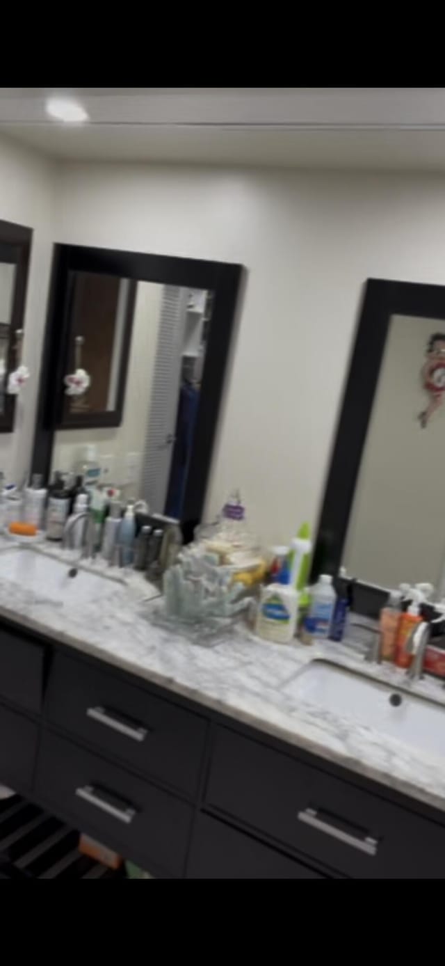 bathroom with double vanity and a sink