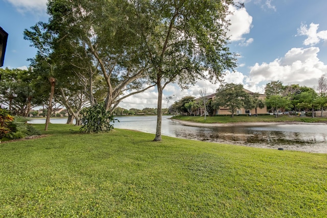 view of yard featuring a water view