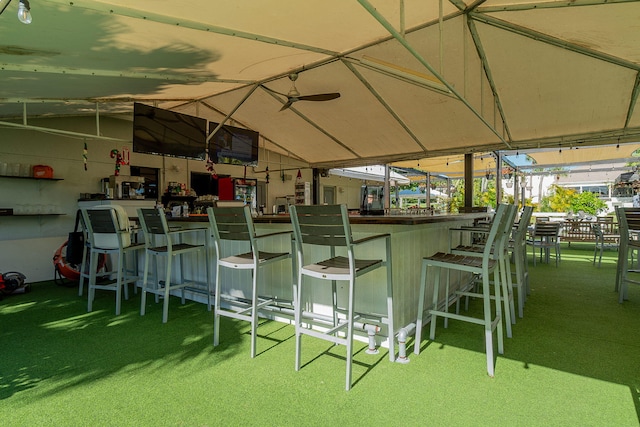 exterior space featuring vaulted ceiling