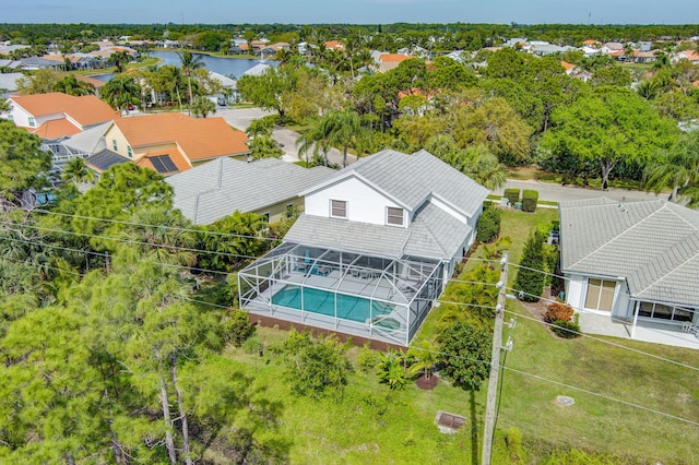 drone / aerial view with a residential view