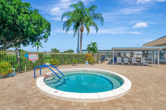 view of pool with fence