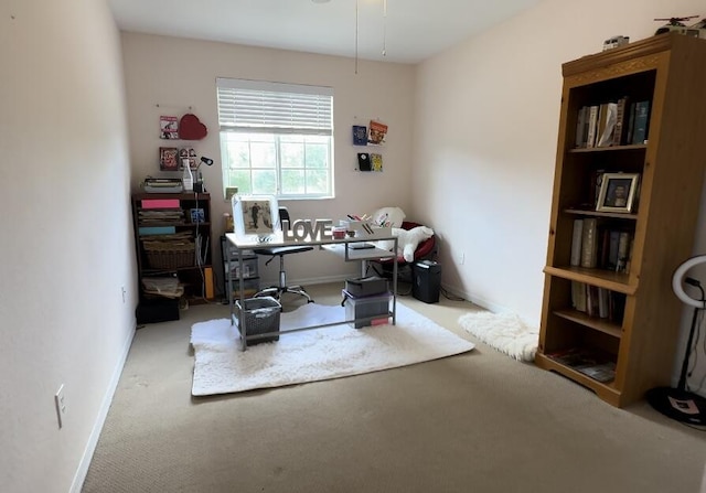 carpeted office with baseboards