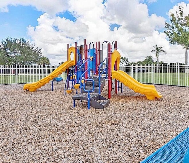 community play area featuring fence