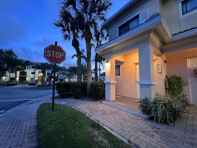 exterior space with sidewalks