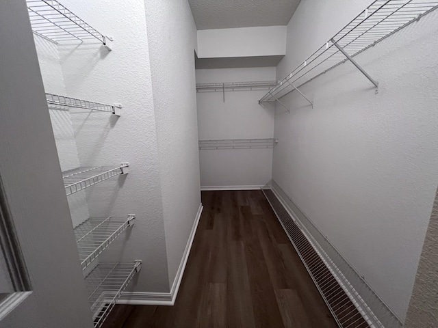 walk in closet with wood finished floors