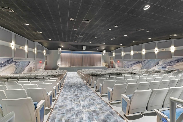 home theater room featuring visible vents and recessed lighting