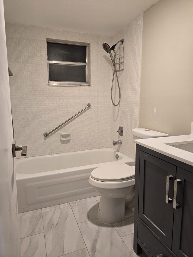 774 Burgundy Q, Delray Beach, FL 33484 - full bathroom with vanity, toilet, shower / tub combination, and marble finish floor