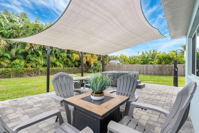 view of patio / terrace featuring outdoor dining area and a fenced backyard