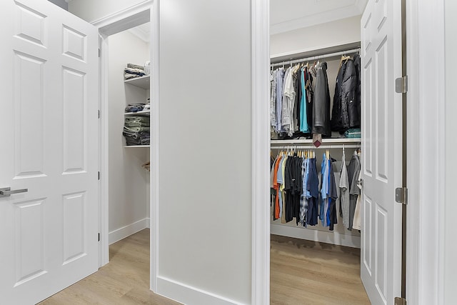 spacious closet with wood finished floors