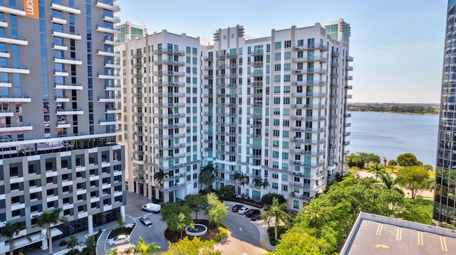 view of property with a water view