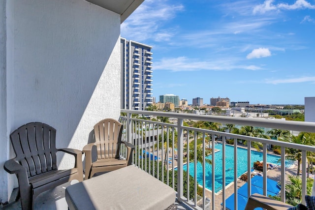 balcony featuring a view of city