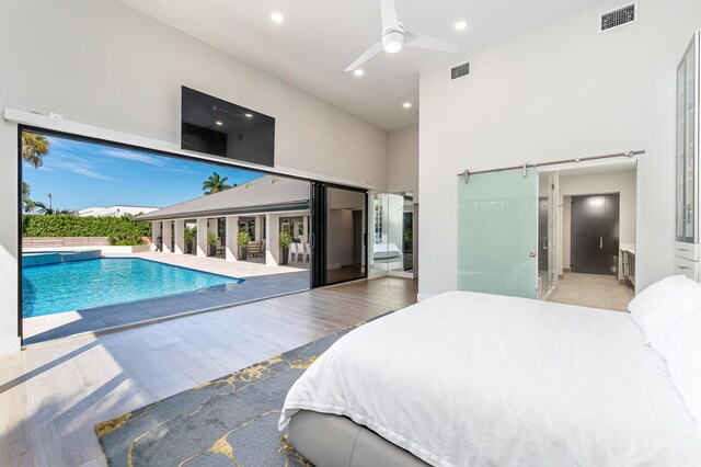 view of swimming pool featuring a fenced in pool, fence, and a patio area