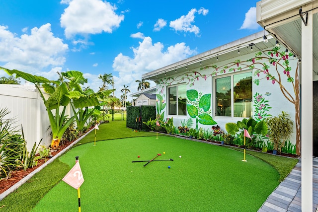 view of yard featuring fence