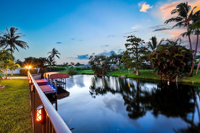 water view with a boat dock