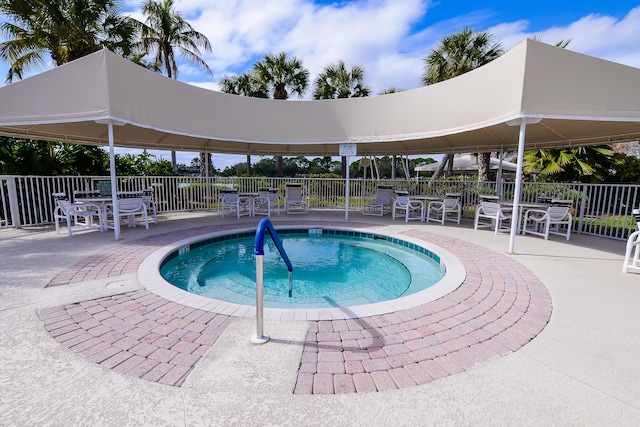 view of swimming pool with fence