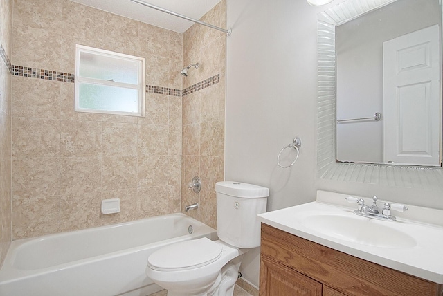 full bathroom featuring  shower combination, vanity, and toilet