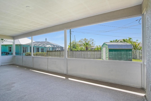 view of unfurnished sunroom