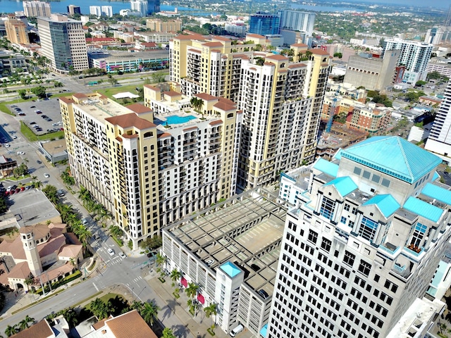 birds eye view of property featuring a city view