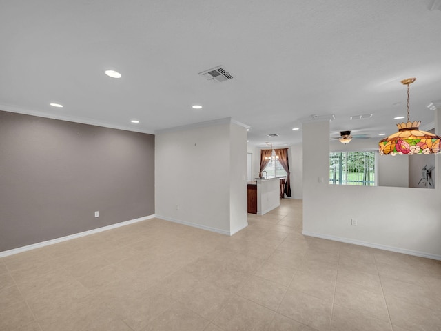 2185 SW Rockport Rd, Port Saint Lucie, FL 34953 - empty room with baseboards, a ceiling fan, visible vents, and recessed lighting