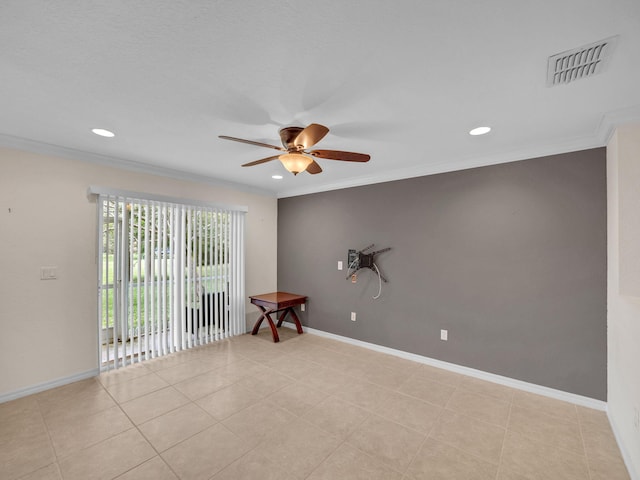 2185 SW Rockport Rd, Port Saint Lucie, FL 34953 - unfurnished room featuring a ceiling fan, visible vents, and recessed lighting