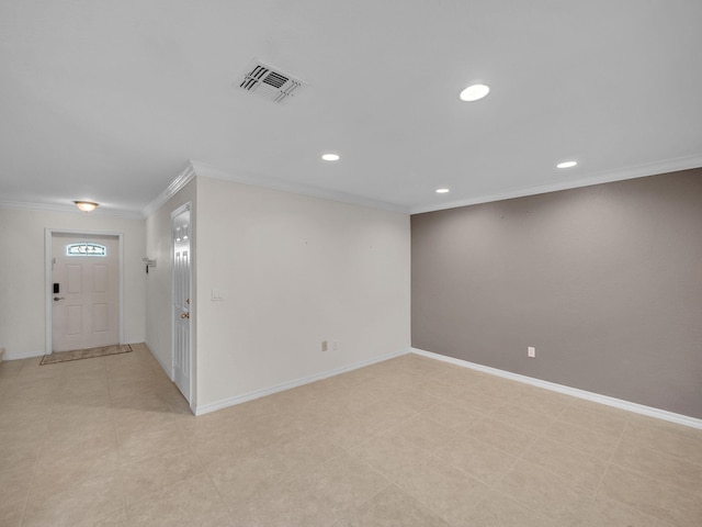 2185 SW Rockport Rd, Port Saint Lucie, FL 34953 - interior space featuring recessed lighting, visible vents, crown molding, and baseboards