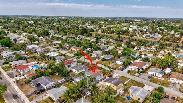drone / aerial view with a residential view
